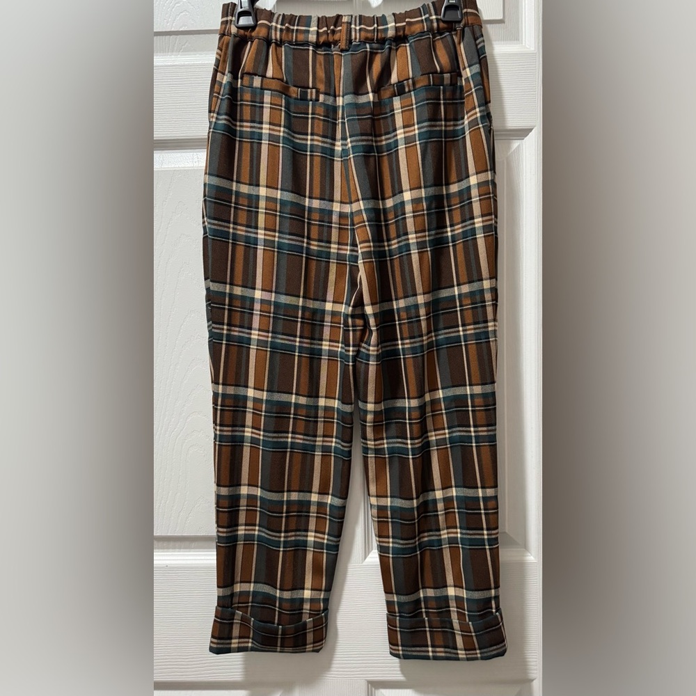 Women's Plaid Trousers in Brown and Black